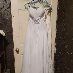 Long white wedding dress with train